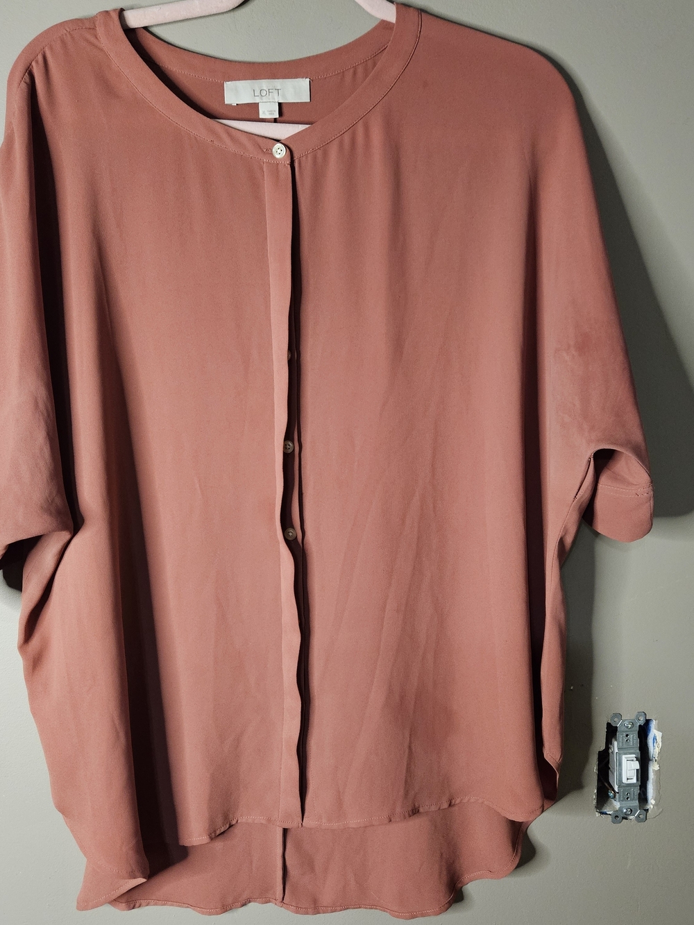 LOFT Dusty Rose Button-Front Blouse